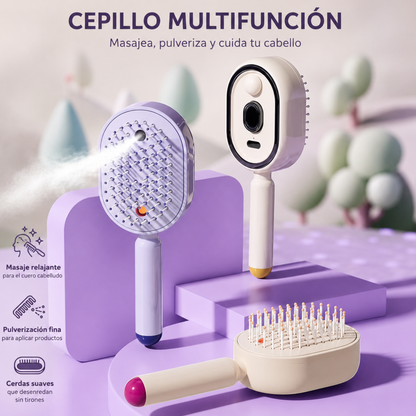 Cepillo Masajeador Pulverizador 3 en 1 Recargable